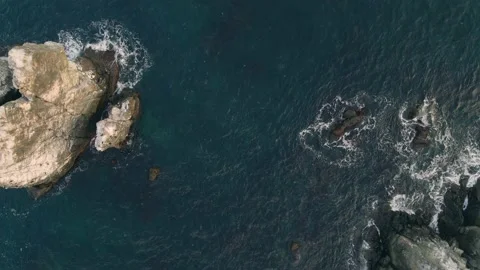 Cliffs in the sea top down view. Stock Footage 180554546
