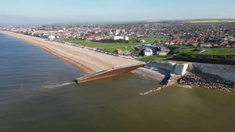 Cliffs of Seaford Head and the beach in Seaford on the Sussex coast Stock Footage 240468686