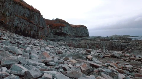 Cliffs on the shore of the ocean  Stock Footage 84006090