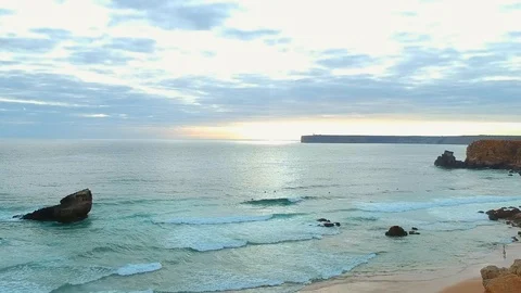 Cliffs stock video views Aerial coast Algarve of Portugal Stock Footage