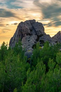 Cliffs in sunset Stock Photos