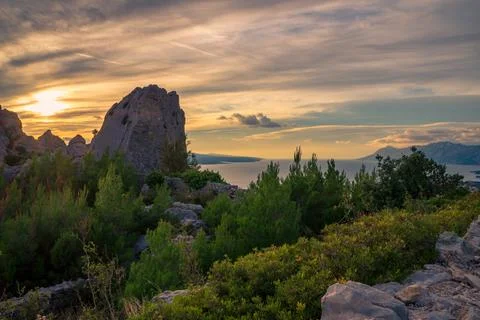 Cliffs in sunset Stock Photos