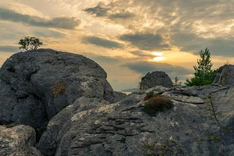Cliffs in sunset Stock Photos
