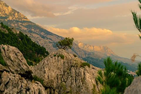 Cliffs in sunset Stock Photos