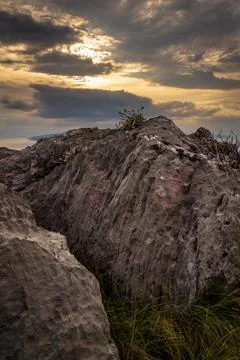 Cliffs in sunset Stock Photos