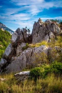 Cliffs in sunset Stock Photos