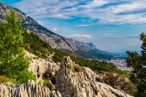 Cliffs in sunset Stock Photos