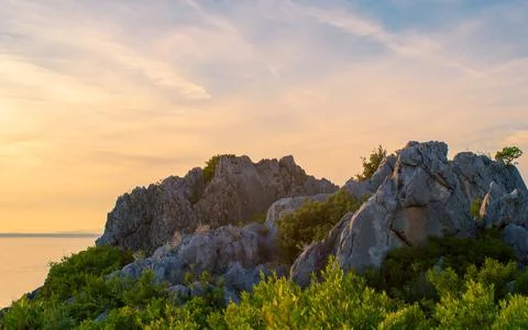 Cliffs in sunset Stock Photos