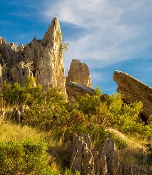 Cliffs in sunset Stock Photos