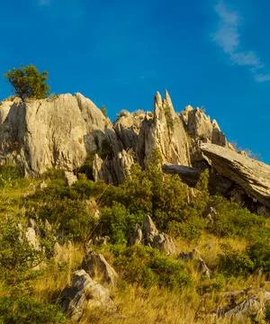 Cliffs in sunset Stock Photos