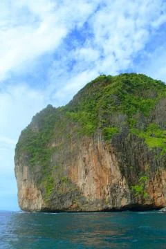 Cliffs on the tropical coast of Phi Phi islands, Thailand. Stock Photos