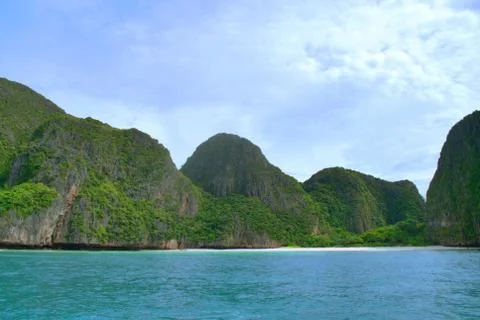 Cliffs on the tropical coast of Phi Phi islands, Thailand. Stock Photos