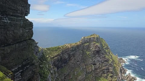Cliffs under Streaky Clouds, Cape Point, Cape Peninsula, South Africa 8K Stock Footage 347956902