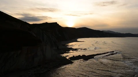 Cliffs in Zumaia at sunset Video stock 122761034