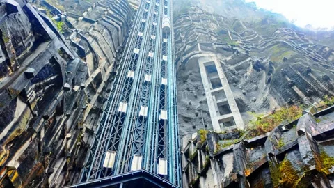 Cliffside Glass Elevator - Three Natural Bridges - Wulong Karst National Stock Footage 340931502