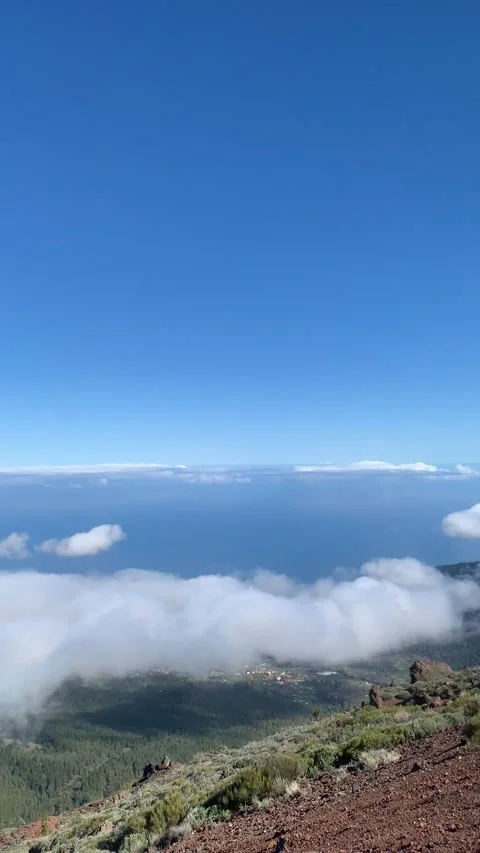 Cliffside landscape view of mountains by the ocean Stock Footage 136340091