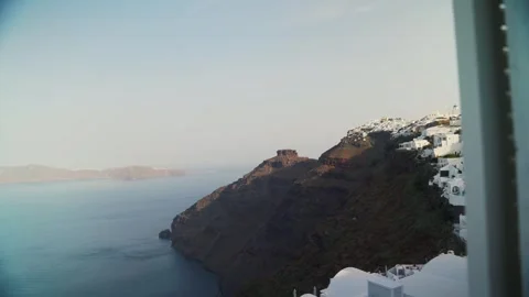 Cliffside Lodging of Santorini Greece Stock Footage 330074920