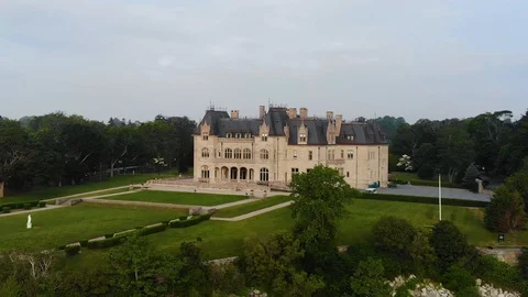 Cliffside Mansion beside the ocean Stock Footage 92153298