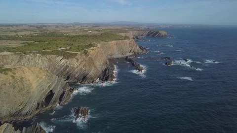 Cliffside of the portuguese coast Stock Footage 79541337