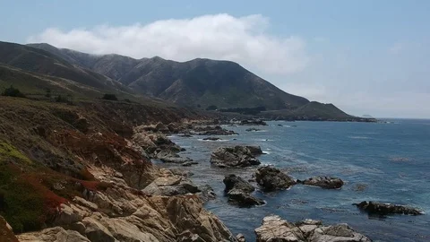 Cliffside view of the Pacific Coast Highway Stock Footage 85293183