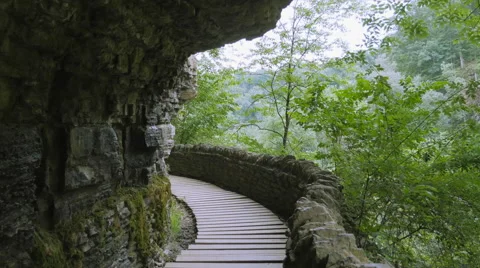Clifty Falls Overlook and Path Mountain Pass Trail Awesome Stock Footage 53506197