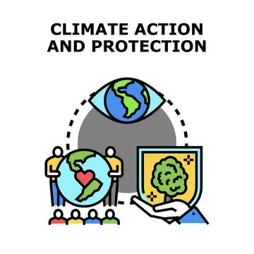 Climate action protection concept, global awareness, ecological future Stock Illustration