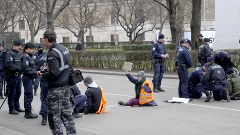 Climate activists "Letzte Generation" - "Last Generation" blocking streets 스톡 동영상 232998330