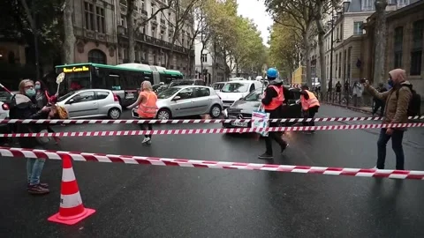 Climate activists protest in Paris, Praga, FR - 13 Oct 2020 Stock Footage 203975223