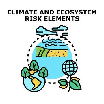 Climate and ecosystem risk elements illustration Stock Illustration