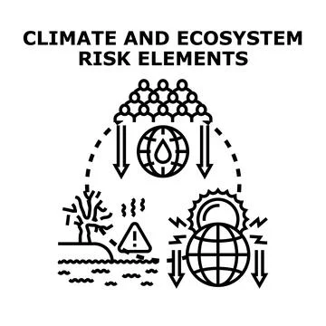 Climate and ecosystem risk elements affecting humanity Stock Illustration