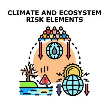 Climate and ecosystem risk elements affecting humanity 스톡 일러스트
