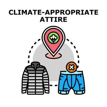 Climate appropriate attire choosing clothes based on weather Illustrazione stock
