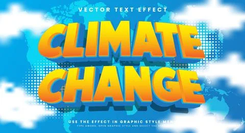 Climate Change 3D editable text effect Template Ilustración de archivo
