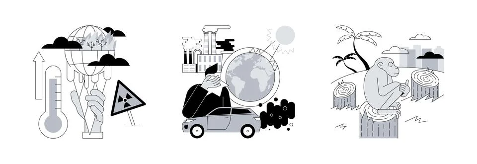 Climate change abstract concept vector illustrations. Illustrazione stock