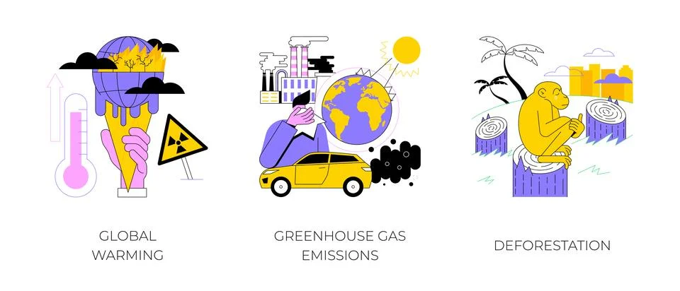 Climate change abstract concept vector illustrations. Illustrazione stock