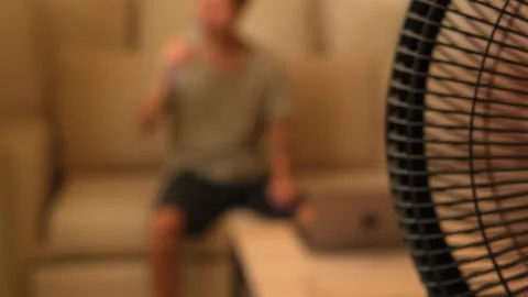 Climate change affecting everyday life, blurred exhausted man coping with Видео 346252073