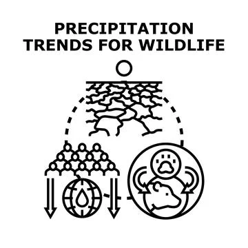 Climate change affecting precipitation trends for wildlife Stock Illustration