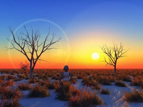 Climate change affects children Stock Illustration