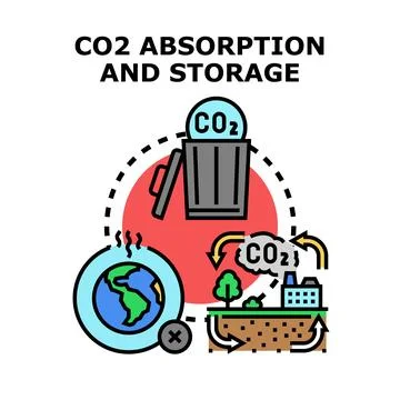 Climate change and co2 absorption storage concept Stock Illustration