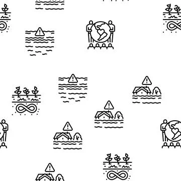 Climate Change And Eco Problem Vector Seamless Pattern Stock Illustration