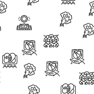 Climate Change And Eco Problem Vector Seamless Pattern Stock Illustration