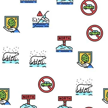 Climate Change And Eco Problem Vector Seamless Pattern Stock Illustration