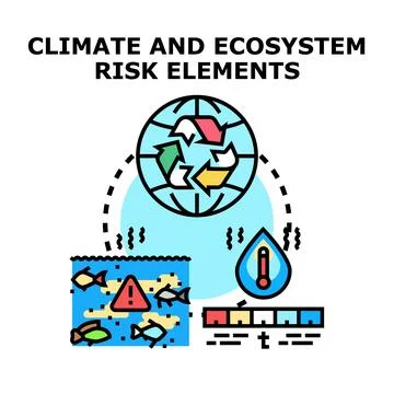 Climate change and ecosystem risk elements concept Stock Illustration