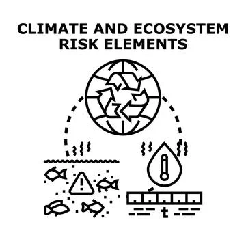 Climate change and ecosystem risk elements concept Stock Illustration