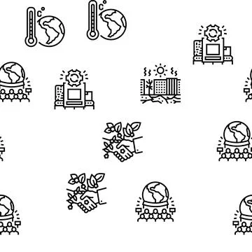 Climate Change And Environment Vector Seamless Pattern Illustrazione stock
