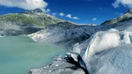 Climate Change Background. Global Warming. Man Standing On Melting Glacier Stock Footage