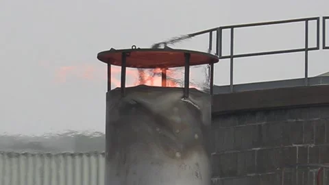 Climate change , carbon emissions flames and gasses from industrial smokestack Video stock 151238453