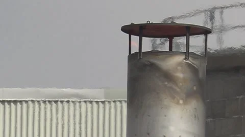 Climate change , carbon emissions flames and gasses from industrial smokestack 動画素材 151238488
