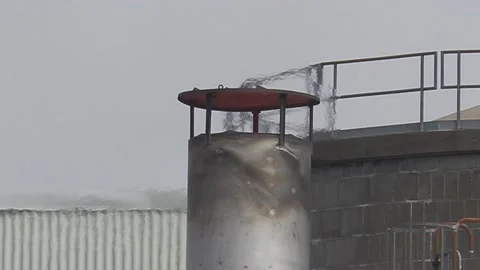 Climate change , carbon emissions flames and gasses from industrial smokestack Video stock 151238569