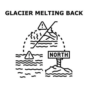 Climate change causing glacier melting and rising sea level Stock Illustration